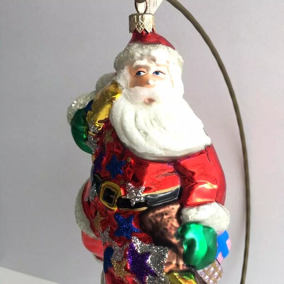 SALE Authentic Christopher Radko SANTA Claus on the Gold Moon Huge Glass Ornamnt - Picture 8 of 10